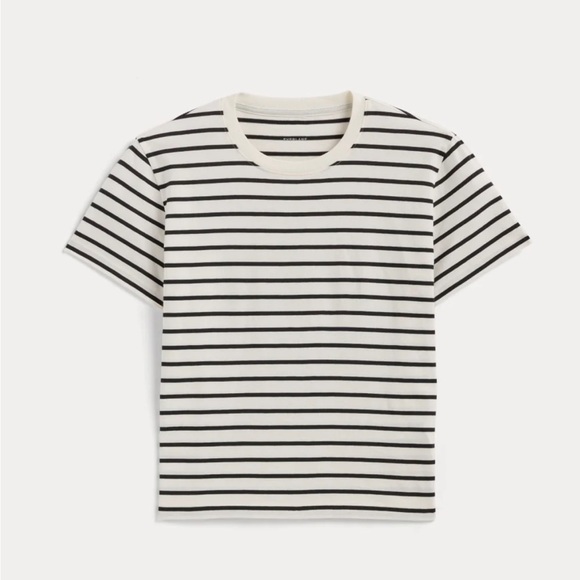 Everlane Tops - Everlane THE BOX-CUT TEE IN ESSENTIAL COTTON Bone & Black Stripe
